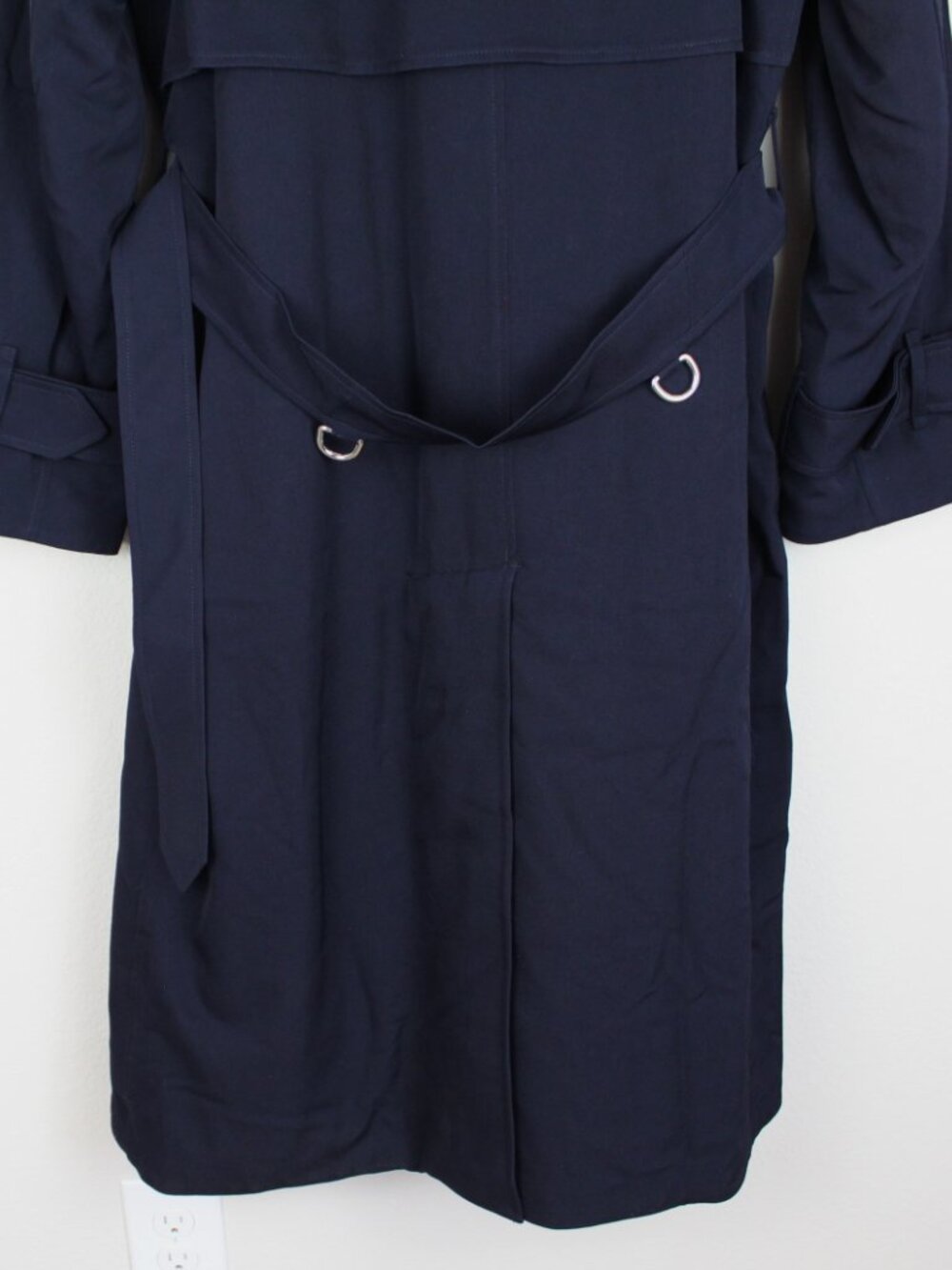 NWT Burberry Oversize Wool Wide Lapel Belted Trench Coat, Blue, US12/UK14 - Picture 10 of 16